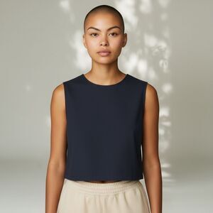 Everlane Women's Boxy Crop Tank Top Blue Size 0 Sleeveless Casual